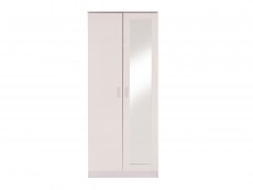GFW GFW Ottawa White High Gloss 2 Door 1 Mirror Double Wardrobe (Flat Packed)