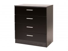 GFW GFW Ottawa Black High Gloss 4 Drawer Chest of Drawers (Flat Packed)