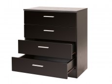 GFW GFW Ottawa Black High Gloss 4 Drawer Chest of Drawers (Flat Packed)