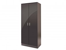 GFW GFW Ottawa Black High Gloss 2 Door Double Wardrobe (Flat Packed)