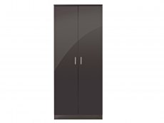 GFW Ottawa Black High Gloss 2 Door Double Wardrobe (Flat Packed)