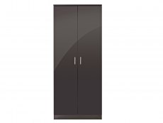 GFW GFW Ottawa Black High Gloss 2 Door Double Wardrobe (Flat Packed)