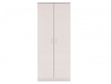 GFW Ottawa White High Gloss 2 Door Double Wardrobe (Flat Packed)
