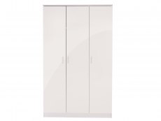 GFW Ottawa White High Gloss 3 Door Triple Wardrobe (Flat Packed)