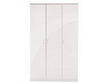GFW GFW Ottawa White High Gloss 3 Door Triple Wardrobe (Flat Packed)