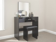 GFW Ottawa Black High Gloss 1 Drawer Dressing Table and Stool (Flat Packed)