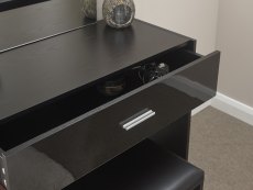 GFW GFW Ottawa Black High Gloss 1 Drawer Dressing Table and Stool (Flat Packed)
