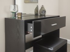 GFW GFW Ottawa Black High Gloss 1 Drawer Dressing Table and Stool (Flat Packed)