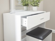 GFW GFW Ottawa White High Gloss 1 Drawer Dressing Table and Stool (Flat Packed)