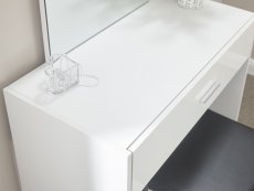 GFW GFW Ottawa White High Gloss 1 Drawer Dressing Table and Stool (Flat Packed)