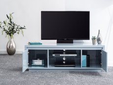 GFW Polar Grey High Gloss 2 Door Large TV Cabinet with LED (Flat Packed)