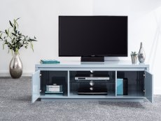 GFW GFW Polar Grey High Gloss 2 Door Large TV Cabinet with LED (Flat Packed)