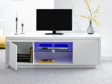 GFW GFW Polar White High Gloss 2 Door Large TV Cabinet with LED Lighting