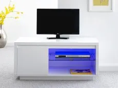 GFW GFW Polar White High Gloss 1 Door TV Cabinet with LED Lighting