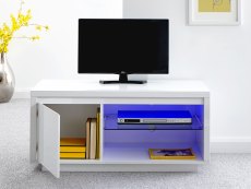 GFW GFW Polar White High Gloss 1 Door TV Cabinet with LED (Flat Packed)