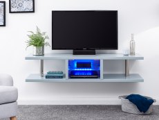 GFW Polar Grey High Gloss Wall Mounted TV Cabinet with LED (Flat Packed)