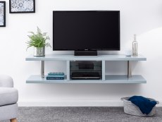 GFW GFW Polar Grey High Gloss Wall Mounted TV Cabinet with LED (Flat Packed)
