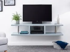 GFW Polar Grey High Gloss Wall Mounted TV Cabinet with LED Lighting