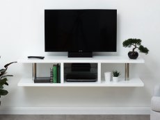 GFW Polar White High Gloss Wall Mounted TV Cabinet with LED (Flat Packed)