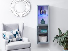 GFW Polar Grey High Gloss Wall Mounted Display Cabinet with LED (Flat Packed)