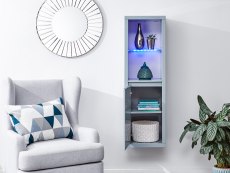 GFW GFW Polar Grey High Gloss Wall Mounted Display Cabinet with LED (Flat Packed)
