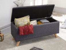 GFW Secreto Charcoal Grey Upholstered Fabric Blanket Box (Flat Packed)