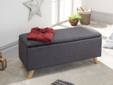 GFW GFW Secreto Charcoal Grey Upholstered Fabric Blanket Box (Flat Packed)