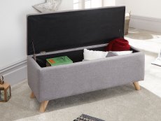 GFW GFW Secreto Light Grey Upholstered Fabric Blanket Box (Flat Packed)