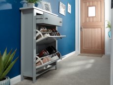 GFW GFW Deluxe Grey 2 Tier Shoe Cabinet (Flat Packed)