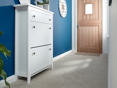 GFW GFW Deluxe White 2 Tier Shoe Cabinet (Flat Packed)