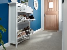 GFW GFW Deluxe White 2 Tier Shoe Cabinet (Flat Packed)