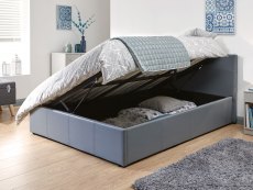 GFW GFW Ecuador 4ft Small Double Grey Upholstered Faux Leather Side Lift Ottoman Bed Frame