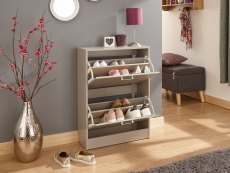GFW GFW Stirling Grey 2 Tier Shoe Cabinet (Flat Packed)