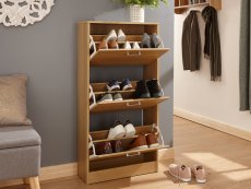 GFW GFW Stirling Oak 3 Tier Shoe Cabinet (Flat Packed)