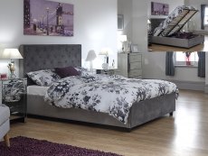 GFW GFW Utah 5ft King Size Sundance Grey Upholstered Fabric Ottoman Bed Frame