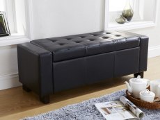 GFW Verona Black Upholstered Faux Leather Storage Bench (Flat Packed)