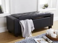 GFW Verona Black Faux Leather Ottoman Storage Bench