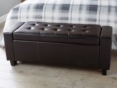 GFW GFW Verona Brown Upholstered Faux Leather Storage Bench (Flat Packed)