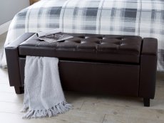 GFW GFW Verona Brown Upholstered Faux Leather Storage Bench (Flat Packed)