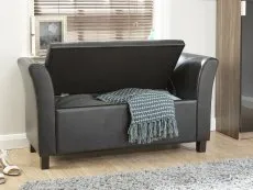 GFW Verona Black Faux Leather Ottoman Window Seat