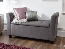 GFW GFW Verona Charcoal Grey Upholstered Fabric Window Seat (Flat Packed)