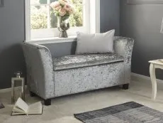 GFW GFW Verona Grey Crushed Velvet Fabric Ottoman Window Seat