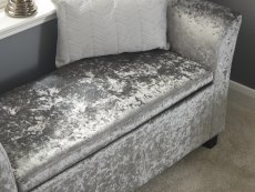 GFW GFW Verona Grey Crushed Velvet Upholstered Fabric Window Seat (Flat Packed)