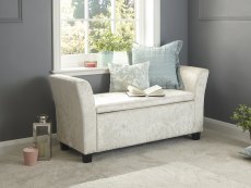 GFW GFW Verona Oyster Crushed Velvet Upholstered Fabric Window Seat (Flat Packed)
