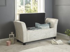 GFW GFW Verona Oyster Crushed Velvet Upholstered Fabric Window Seat (Flat Packed)