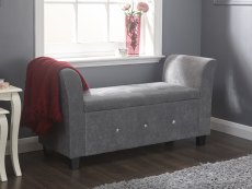 GFW Verona Grey Chenille and Diamante Upholstered Fabric Window Seat (Flat Packed)