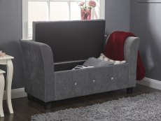 GFW GFW Verona Grey Chenille and Diamante Upholstered Fabric Window Seat (Flat Packed)