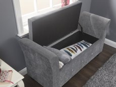 GFW GFW Verona Grey Chenille and Diamante Upholstered Fabric Window Seat (Flat Packed)