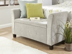 GFW GFW Verona Silver Chenille and Diamante Upholstered Fabric Window Seat (Flat Packed)