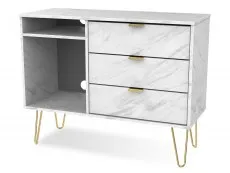 Welcome Welcome Hong Kong 3 Drawer TV Cabinet with Gold Hairpin Legs (Assembled)